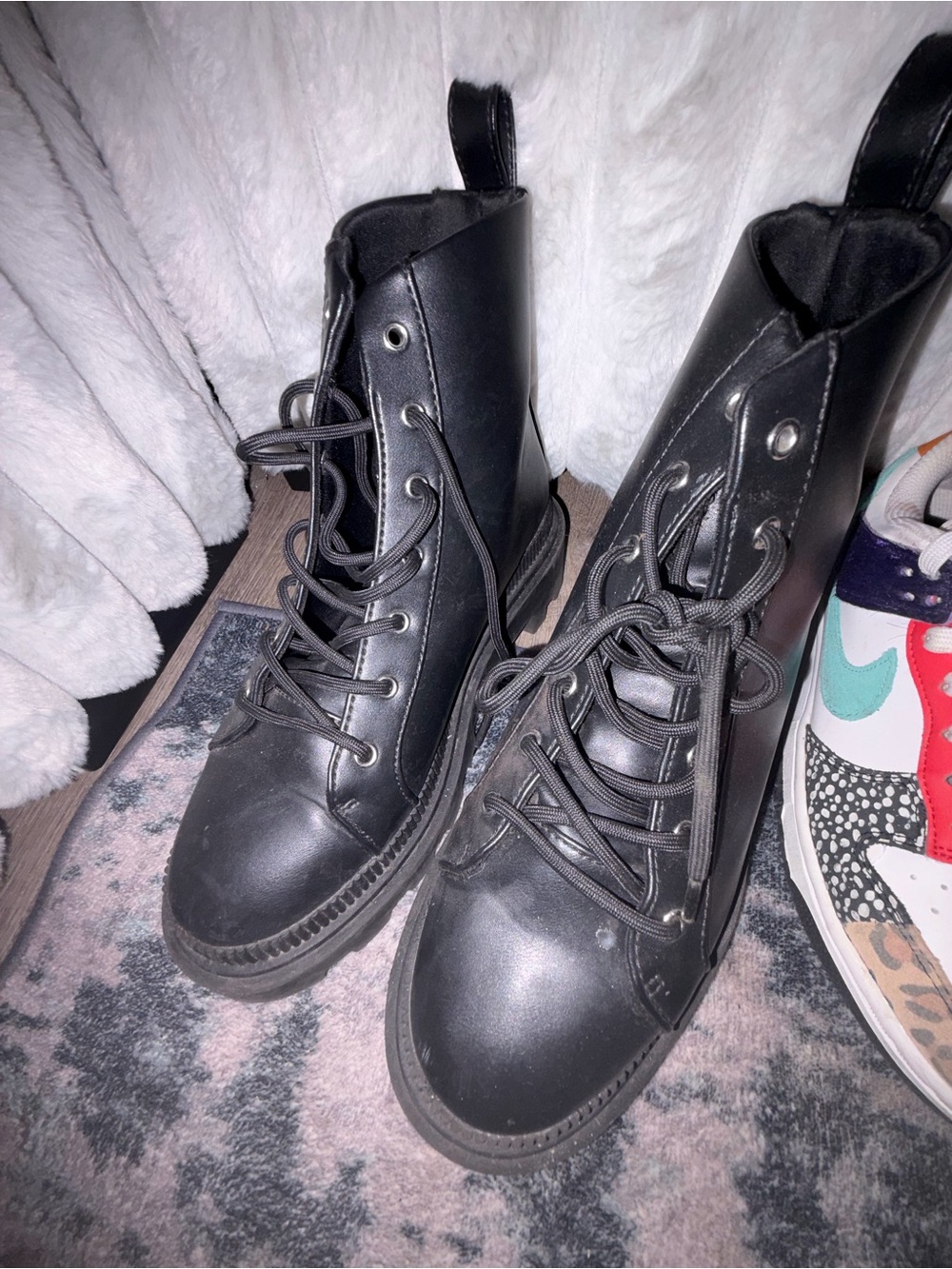 Black Women's Lace-Up Combat Boots
